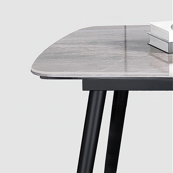 Sintered Stone Dining Table Industrial Style Black 4 Legs Base Rectangle Table for Dining Room Clearhalo ' dining_table' 'Dining Tables & Seating' 'Dining Tables' 'furn' 'furn_dining_table' 'Furniture' 'furniture_dining_table' 'Kitchen & Dining Furniture' 'kitchen&dining_furn' 'kitchen' 'kitchen_dining_table' 4317529