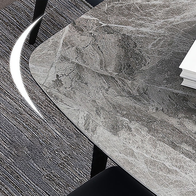 Sintered Stone Dining Table Industrial Style Black 4 Legs Base Rectangle Table for Dining Room Clearhalo ' dining_table' 'Dining Tables & Seating' 'Dining Tables' 'furn' 'furn_dining_table' 'Furniture' 'furniture_dining_table' 'Kitchen & Dining Furniture' 'kitchen&dining_furn' 'kitchen' 'kitchen_dining_table' 4317530