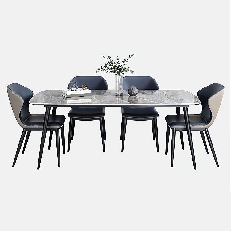 Sintered Stone Dining Table Industrial Style Black 4 Legs Base Rectangle Table for Dining Room Clearhalo ' dining_table' 'Dining Tables & Seating' 'Dining Tables' 'furn' 'furn_dining_table' 'Furniture' 'furniture_dining_table' 'Kitchen & Dining Furniture' 'kitchen&dining_furn' 'kitchen' 'kitchen_dining_table' 4317534