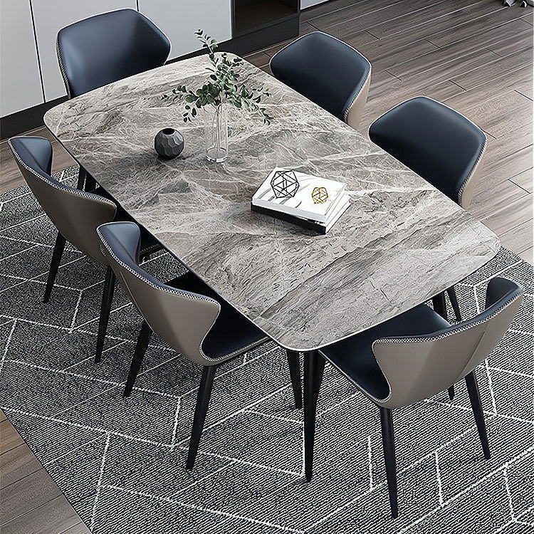 Sintered Stone Dining Table Industrial Style Black 4 Legs Base Rectangle Table for Dining Room Clearhalo ' dining_table' 'Dining Tables & Seating' 'Dining Tables' 'furn' 'furn_dining_table' 'Furniture' 'furniture_dining_table' 'Kitchen & Dining Furniture' 'kitchen&dining_furn' 'kitchen' 'kitchen_dining_table' 4317535