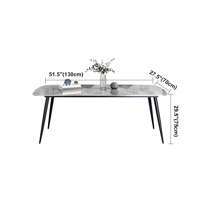 Sintered Stone Dining Table Industrial Style Black 4 Legs Base Rectangle Table for Dining Room Clearhalo ' dining_table' 'Dining Tables & Seating' 'Dining Tables' 'furn' 'furn_dining_table' 'Furniture' 'furniture_dining_table' 'Kitchen & Dining Furniture' 'kitchen&dining_furn' 'kitchen' 'kitchen_dining_table' 4317537