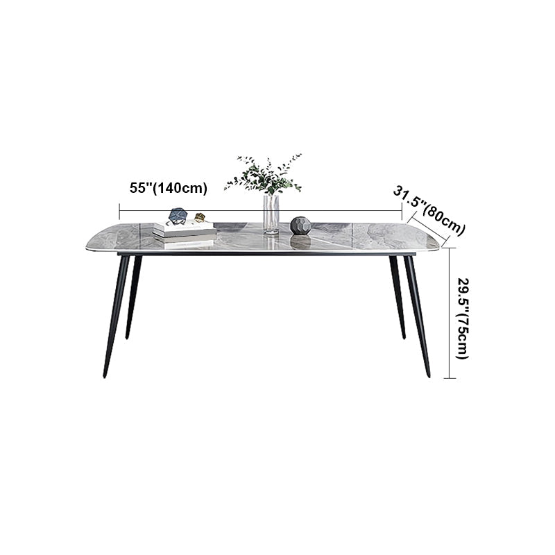 Sintered Stone Dining Table Industrial Style Black 4 Legs Base Rectangle Table for Dining Room Clearhalo ' dining_table' 'Dining Tables & Seating' 'Dining Tables' 'furn' 'furn_dining_table' 'Furniture' 'furniture_dining_table' 'Kitchen & Dining Furniture' 'kitchen&dining_furn' 'kitchen' 'kitchen_dining_table' 4317538