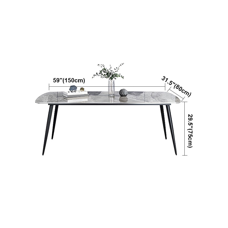 Sintered Stone Dining Table Industrial Style Black 4 Legs Base Rectangle Table for Dining Room Clearhalo ' dining_table' 'Dining Tables & Seating' 'Dining Tables' 'furn' 'furn_dining_table' 'Furniture' 'furniture_dining_table' 'Kitchen & Dining Furniture' 'kitchen&dining_furn' 'kitchen' 'kitchen_dining_table' 4317539