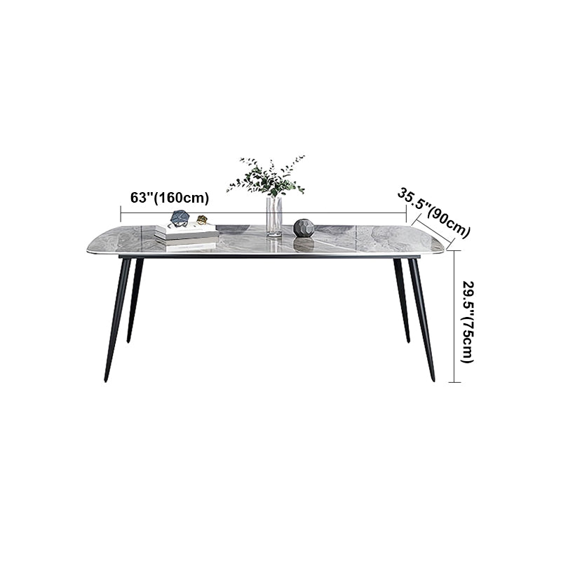 Sintered Stone Dining Table Industrial Style Black 4 Legs Base Rectangle Table for Dining Room Clearhalo ' dining_table' 'Dining Tables & Seating' 'Dining Tables' 'furn' 'furn_dining_table' 'Furniture' 'furniture_dining_table' 'Kitchen & Dining Furniture' 'kitchen&dining_furn' 'kitchen' 'kitchen_dining_table' 4317540