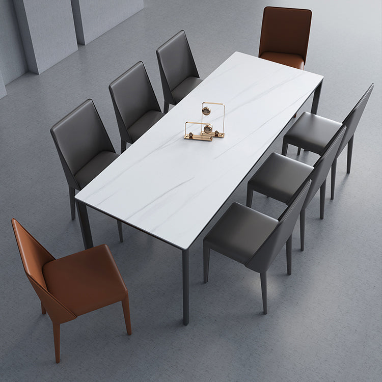 Sintered Stone Dining Table Industrial Black 4 Legs Base Rectangle Table for Home Clearhalo ' dining_table' 'Dining Tables & Seating' 'Dining Tables' 'furn' 'furn_dining_table' 'Furniture' 'furniture_dining_table' 'Kitchen & Dining Furniture' 'kitchen&dining_furn' 'kitchen' 'kitchen_dining_table' 4317543