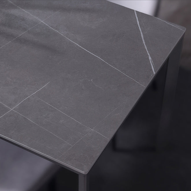 Sintered Stone Dining Table Industrial Black 4 Legs Base Rectangle Table for Home Clearhalo ' dining_table' 'Dining Tables & Seating' 'Dining Tables' 'furn' 'furn_dining_table' 'Furniture' 'furniture_dining_table' 'Kitchen & Dining Furniture' 'kitchen&dining_furn' 'kitchen' 'kitchen_dining_table' 4317548