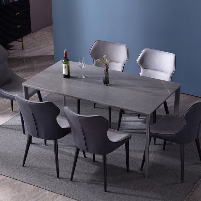 Sintered Stone Dining Table Industrial Black 4 Legs Base Rectangle Table for Home Clearhalo ' dining_table' 'Dining Tables & Seating' 'Dining Tables' 'furn' 'furn_dining_table' 'Furniture' 'furniture_dining_table' 'Kitchen & Dining Furniture' 'kitchen&dining_furn' 'kitchen' 'kitchen_dining_table' 4317555