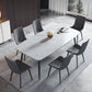 Sintered Stone Dining Table 4 Legs Black Carbon Steel Base Rectangle Table for Home White Without Chairs Clearhalo ' dining_table' 'Dining Tables & Seating' 'Dining Tables' 'furn' 'furn_dining_table' 'Furniture' 'furniture_dining_table' 'Kitchen & Dining Furniture' 'kitchen&dining_furn' 'kitchen' 'kitchen_dining_table' 4317562
