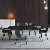 Sintered Stone Dining Table 4 Legs Black Carbon Steel Base Rectangle Table for Home Clearhalo ' dining_table' 'Dining Tables & Seating' 'Dining Tables' 'furn' 'furn_dining_table' 'Furniture' 'furniture_dining_table' 'Kitchen & Dining Furniture' 'kitchen&dining_furn' 'kitchen' 'kitchen_dining_table' 4317565