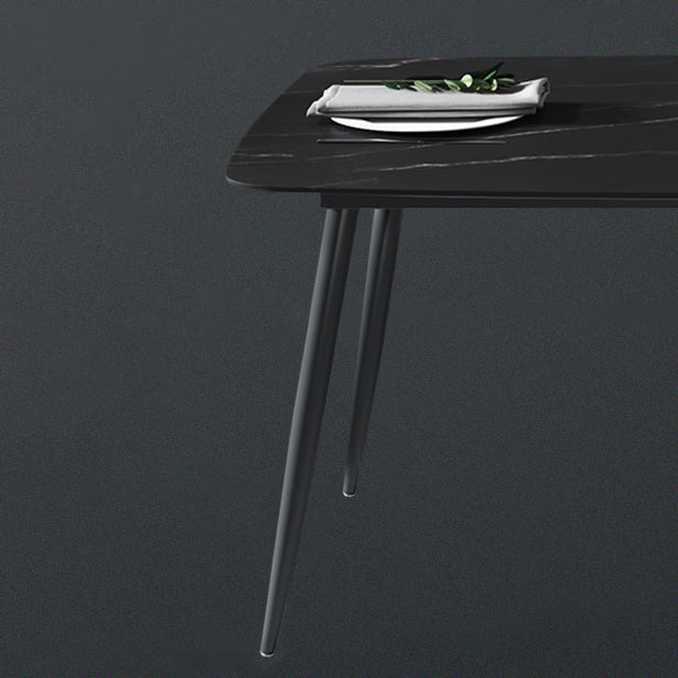Sintered Stone Dining Table 4 Legs Black Carbon Steel Base Rectangle Table for Home Clearhalo ' dining_table' 'Dining Tables & Seating' 'Dining Tables' 'furn' 'furn_dining_table' 'Furniture' 'furniture_dining_table' 'Kitchen & Dining Furniture' 'kitchen&dining_furn' 'kitchen' 'kitchen_dining_table' 4317567