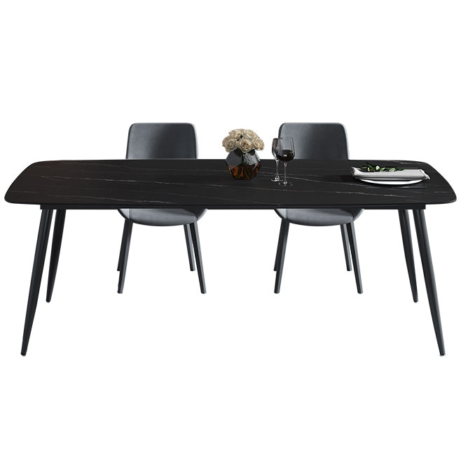Sintered Stone Dining Table 4 Legs Black Carbon Steel Base Rectangle Table for Home Clearhalo ' dining_table' 'Dining Tables & Seating' 'Dining Tables' 'furn' 'furn_dining_table' 'Furniture' 'furniture_dining_table' 'Kitchen & Dining Furniture' 'kitchen&dining_furn' 'kitchen' 'kitchen_dining_table' 4317570