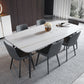 Sintered Stone Dining Table 4 Legs Black Carbon Steel Base Rectangle Table for Home White Gold Without Chairs Clearhalo ' dining_table' 'Dining Tables & Seating' 'Dining Tables' 'furn' 'furn_dining_table' 'Furniture' 'furniture_dining_table' 'Kitchen & Dining Furniture' 'kitchen&dining_furn' 'kitchen' 'kitchen_dining_table' 4317571