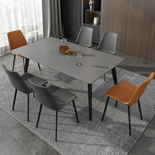 Industrial Sintered Stone Table 4 Legs Black Carbon Steel Base Rectangle Table for Home