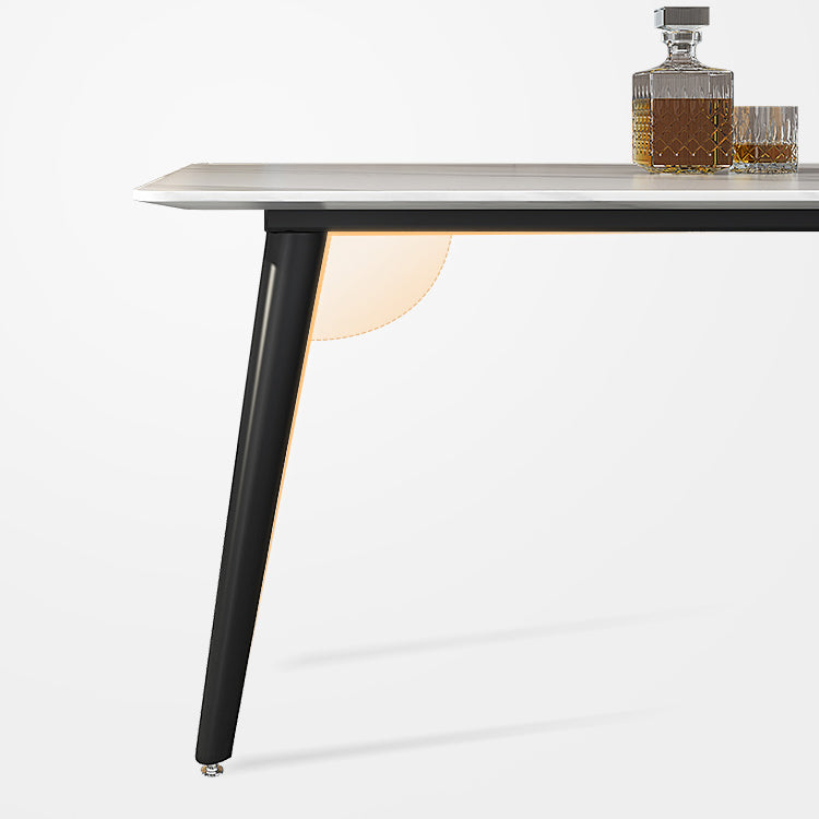 Industrial Sintered Stone Table 4 Legs Black Carbon Steel Base Rectangle Table for Home Clearhalo ' dining_table' 'Dining Tables & Seating' 'Dining Tables' 'furn' 'furn_dining_table' 'Furniture' 'furniture_dining_table' 'Kitchen & Dining Furniture' 'kitchen&dining_furn' 'kitchen' 'kitchen_dining_table' 4317581