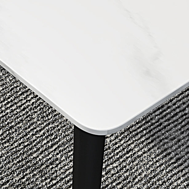 Industrial Sintered Stone Table 4 Legs Black Carbon Steel Base Rectangle Table for Home Clearhalo ' dining_table' 'Dining Tables & Seating' 'Dining Tables' 'furn' 'furn_dining_table' 'Furniture' 'furniture_dining_table' 'Kitchen & Dining Furniture' 'kitchen&dining_furn' 'kitchen' 'kitchen_dining_table' 4317582