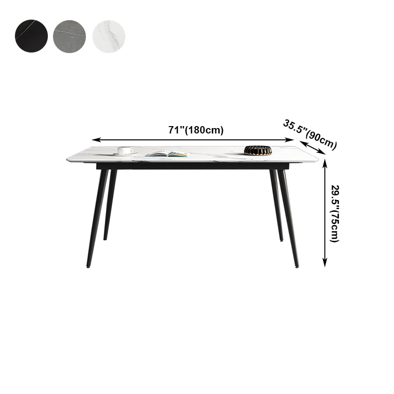 Industrial Sintered Stone Table 4 Legs Black Carbon Steel Base Rectangle Table for Home Clearhalo ' dining_table' 'Dining Tables & Seating' 'Dining Tables' 'furn' 'furn_dining_table' 'Furniture' 'furniture_dining_table' 'Kitchen & Dining Furniture' 'kitchen&dining_furn' 'kitchen' 'kitchen_dining_table' 4317589