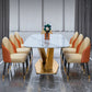 Luxury Home Sintered Stone Table Rectangle Table with Gold Pedestal Base Clearhalo ' dining_table' 'Dining Tables & Seating' 'Dining Tables' 'furn' 'furn_dining_table' 'Furniture' 'furniture_dining_table' 'Kitchen & Dining Furniture' 'kitchen&dining_furn' 'kitchen' 'kitchen_dining_table' 4317591