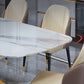 Luxury Home Sintered Stone Table Rectangle Table with Gold Pedestal Base Clearhalo ' dining_table' 'Dining Tables & Seating' 'Dining Tables' 'furn' 'furn_dining_table' 'Furniture' 'furniture_dining_table' 'Kitchen & Dining Furniture' 'kitchen&dining_furn' 'kitchen' 'kitchen_dining_table' 4317598