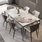 Industrial Style Sintered Stone Table 4 Legs Black Base Rectangle Table for Home Clearhalo ' dining_table' 'Dining Tables & Seating' 'Dining Tables' 'furn' 'furn_dining_table' 'Furniture' 'furniture_dining_table' 'Kitchen & Dining Furniture' 'kitchen&dining_furn' 'kitchen' 'kitchen_dining_table' 4317608