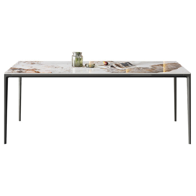 Industrial Style Sintered Stone Table 4 Legs Black Base Rectangle Table for Home Without Chairs Clearhalo ' dining_table' 'Dining Tables & Seating' 'Dining Tables' 'furn' 'furn_dining_table' 'Furniture' 'furniture_dining_table' 'Kitchen & Dining Furniture' 'kitchen&dining_furn' 'kitchen' 'kitchen_dining_table' 4317610