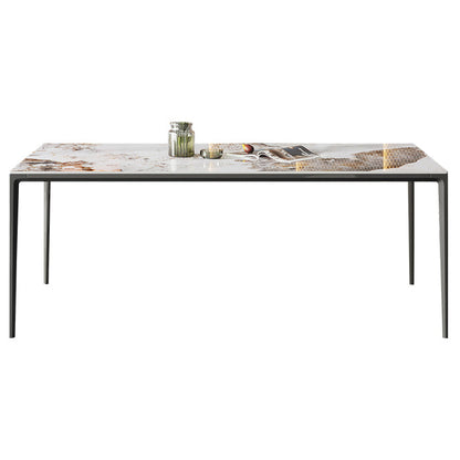 Industrial Style Sintered Stone Table 4 Legs Black Base Rectangle Table for Home Without Chairs Clearhalo ' dining_table' 'Dining Tables & Seating' 'Dining Tables' 'furn' 'furn_dining_table' 'Furniture' 'furniture_dining_table' 'Kitchen & Dining Furniture' 'kitchen&dining_furn' 'kitchen' 'kitchen_dining_table' 4317610