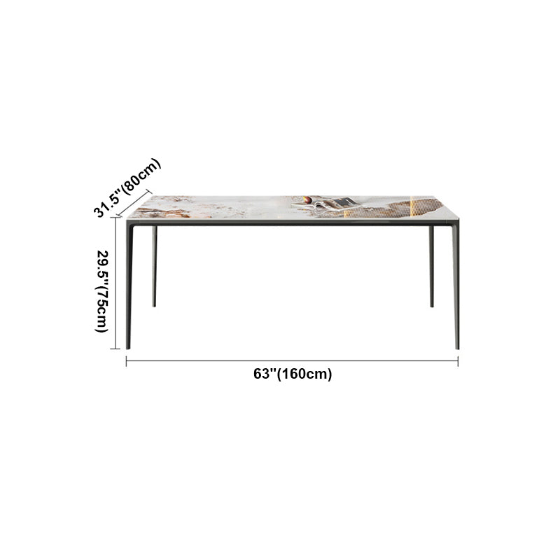 Industrial Style Sintered Stone Table 4 Legs Black Base Rectangle Table for Home Clearhalo ' dining_table' 'Dining Tables & Seating' 'Dining Tables' 'furn' 'furn_dining_table' 'Furniture' 'furniture_dining_table' 'Kitchen & Dining Furniture' 'kitchen&dining_furn' 'kitchen' 'kitchen_dining_table' 4317616