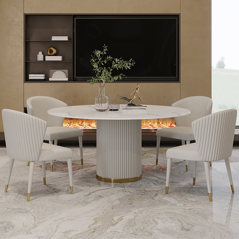 Traditional Luxury Round Dining Table White Sintered Stone Table with Pedestal Base Clearhalo ' dining_table' 'Dining Tables & Seating' 'Dining Tables' 'furn' 'furn_dining_table' 'Furniture' 'furniture_dining_table' 'Kitchen & Dining Furniture' 'kitchen&dining_furn' 'kitchen' 'kitchen_dining_table' 4317633