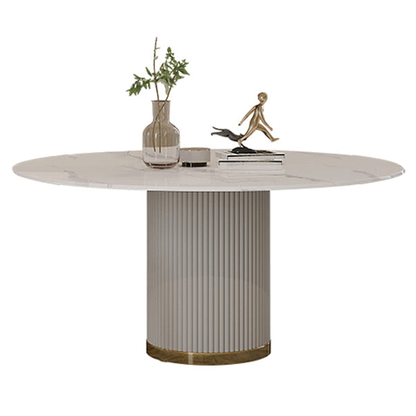 Traditional Luxury Round Dining Table White Sintered Stone Table with Pedestal Base Fixed Table Without Chairs Clearhalo ' dining_table' 'Dining Tables & Seating' 'Dining Tables' 'furn' 'furn_dining_table' 'Furniture' 'furniture_dining_table' 'Kitchen & Dining Furniture' 'kitchen&dining_furn' 'kitchen' 'kitchen_dining_table' 4317634