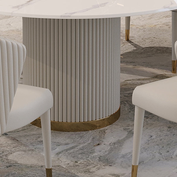 Traditional Luxury Round Dining Table White Sintered Stone Table with Pedestal Base Clearhalo ' dining_table' 'Dining Tables & Seating' 'Dining Tables' 'furn' 'furn_dining_table' 'Furniture' 'furniture_dining_table' 'Kitchen & Dining Furniture' 'kitchen&dining_furn' 'kitchen' 'kitchen_dining_table' 4317635