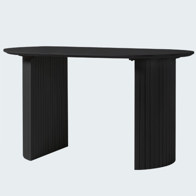 Modern Style Dining Table Double Pedestal Dining Table for Home Use Oval Black Clearhalo ' dining_table' 'Dining Tables & Seating' 'Dining Tables' 'furn' 'furn_dining_table' 'Furniture' 'furniture_dining_table' 'Kitchen & Dining Furniture' 'kitchen&dining_furn' 'kitchen' 'kitchen_dining_table' 4317642