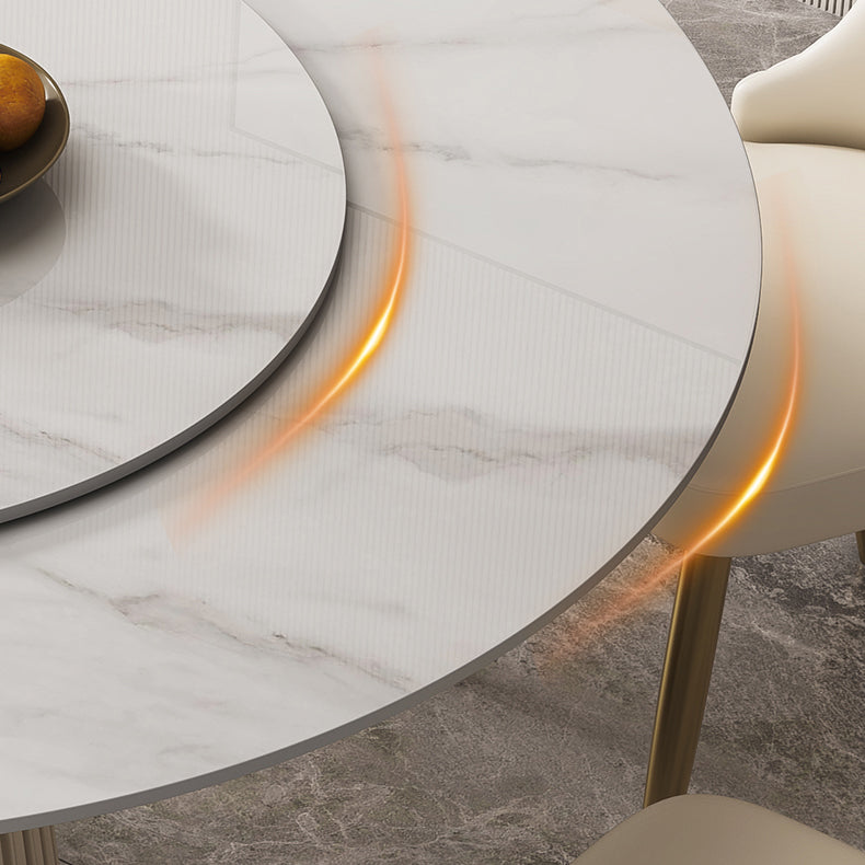 Round Traditional Luxury Dining Table White Sintered Stone Table with White Pedestal Base Clearhalo ' dining_table' 'Dining Tables & Seating' 'Dining Tables' 'furn' 'furn_dining_table' 'Furniture' 'furniture_dining_table' 'Kitchen & Dining Furniture' 'kitchen&dining_furn' 'kitchen' 'kitchen_dining_table' 4317662