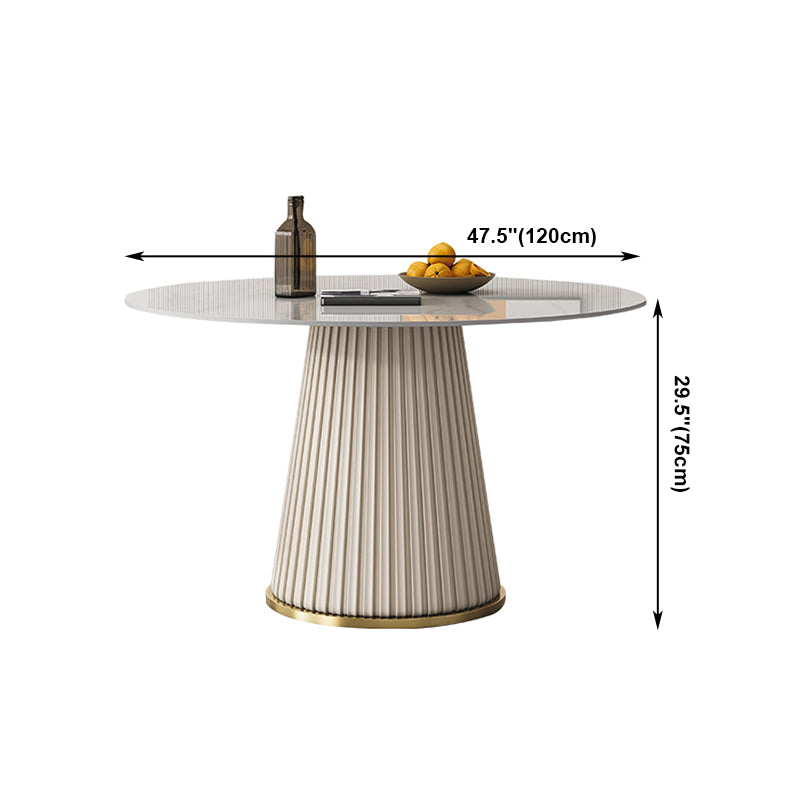 Round Traditional Luxury Dining Table White Sintered Stone Table with White Pedestal Base Clearhalo ' dining_table' 'Dining Tables & Seating' 'Dining Tables' 'furn' 'furn_dining_table' 'Furniture' 'furniture_dining_table' 'Kitchen & Dining Furniture' 'kitchen&dining_furn' 'kitchen' 'kitchen_dining_table' 4317671
