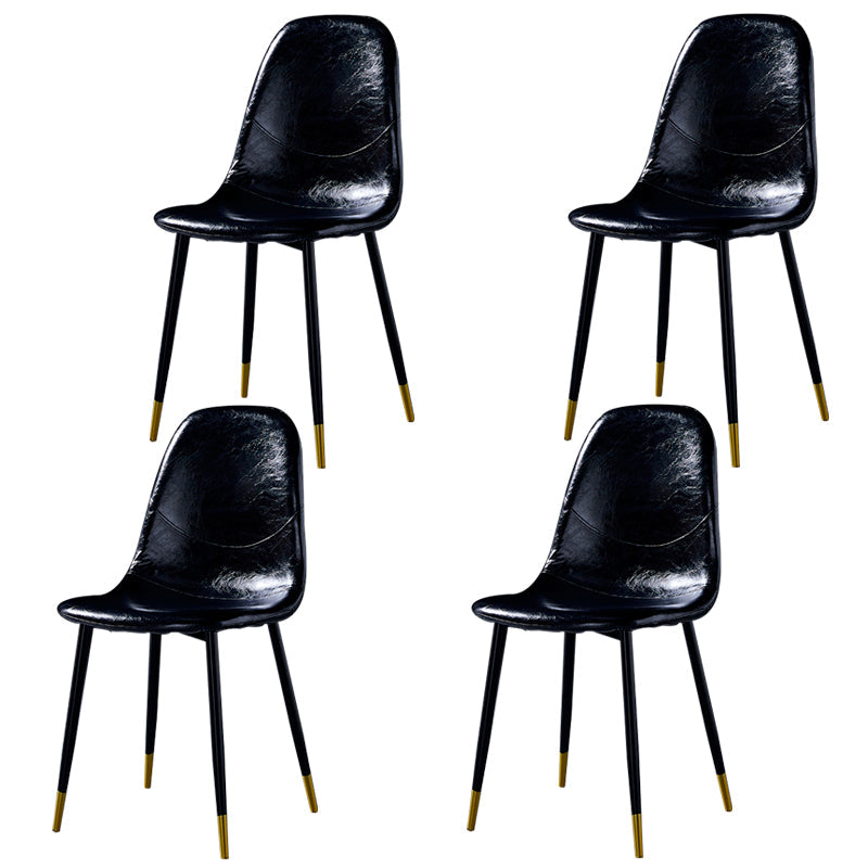 Nordic Style Dining Chairs Armless Side Chairs for Kitchen with Metal Legs Black 4 Piece Set Black Gold Clearhalo ' kitchen&dining_furn' 'Dining Chairs' 'Dining Tables & Seating' 'dining_chair' 'furn' 'furn_dining_chair' 'Furniture' 'furniture_dining_chair' 'Kitchen & Dining Furniture' 'kitchen' 4317691