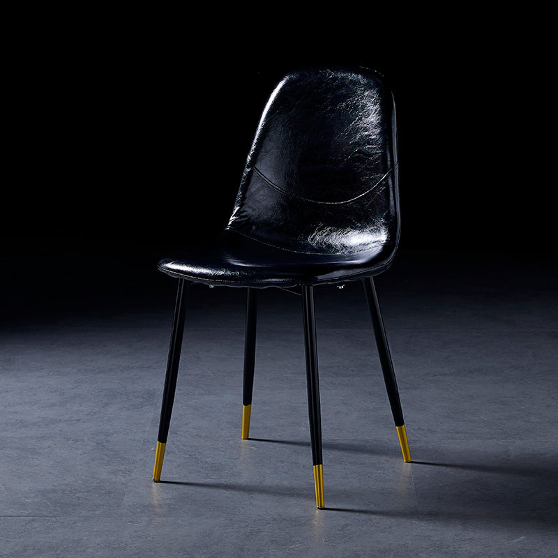 Nordic Style Dining Chairs Armless Side Chairs for Kitchen with Metal Legs Black 1 Piece Black Gold Clearhalo ' kitchen&dining_furn' 'Dining Chairs' 'Dining Tables & Seating' 'dining_chair' 'furn' 'furn_dining_chair' 'Furniture' 'furniture_dining_chair' 'Kitchen & Dining Furniture' 'kitchen' 4317692