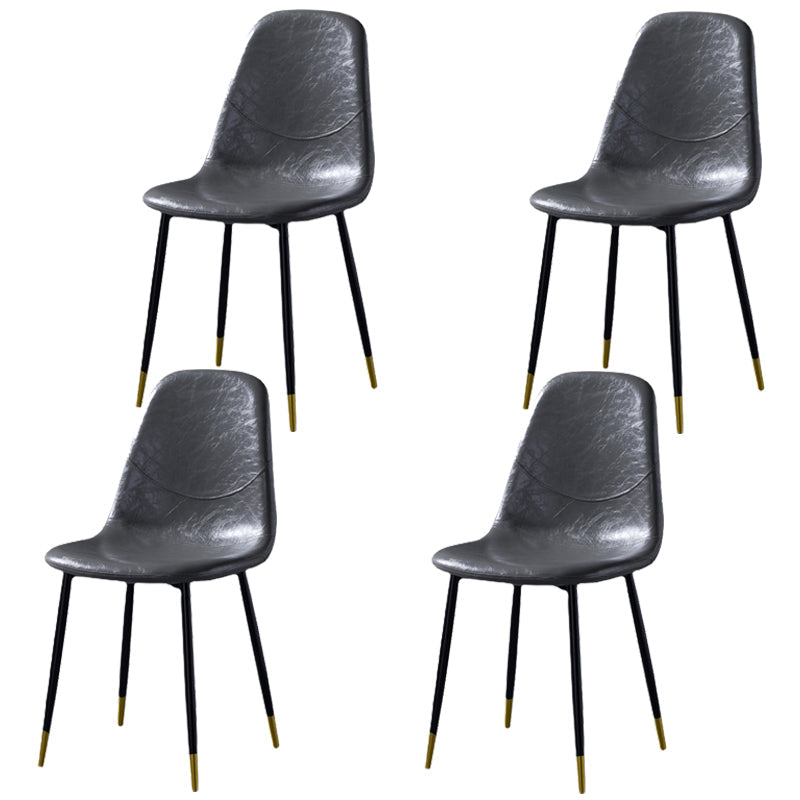 Nordic Style Dining Chairs Armless Side Chairs for Kitchen with Metal Legs Grey 4 Piece Set Black Gold Clearhalo ' kitchen&dining_furn' 'Dining Chairs' 'Dining Tables & Seating' 'dining_chair' 'furn' 'furn_dining_chair' 'Furniture' 'furniture_dining_chair' 'Kitchen & Dining Furniture' 'kitchen' 4317697
