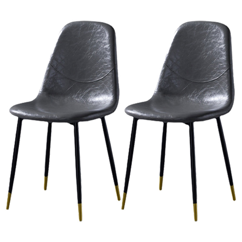 Nordic Style Dining Chairs Armless Side Chairs for Kitchen with Metal Legs Grey 2 Piece Set Black Gold Clearhalo ' kitchen&dining_furn' 'Dining Chairs' 'Dining Tables & Seating' 'dining_chair' 'furn' 'furn_dining_chair' 'Furniture' 'furniture_dining_chair' 'Kitchen & Dining Furniture' 'kitchen' 4317701