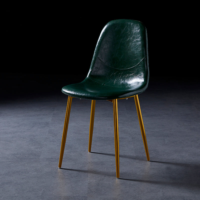 Nordic Style Dining Chairs Armless Side Chairs for Kitchen with Metal Legs Blackish Green 1 Piece Brass Gold Clearhalo ' kitchen&dining_furn' 'Dining Chairs' 'Dining Tables & Seating' 'dining_chair' 'furn' 'furn_dining_chair' 'Furniture' 'furniture_dining_chair' 'Kitchen & Dining Furniture' 'kitchen' 4317705