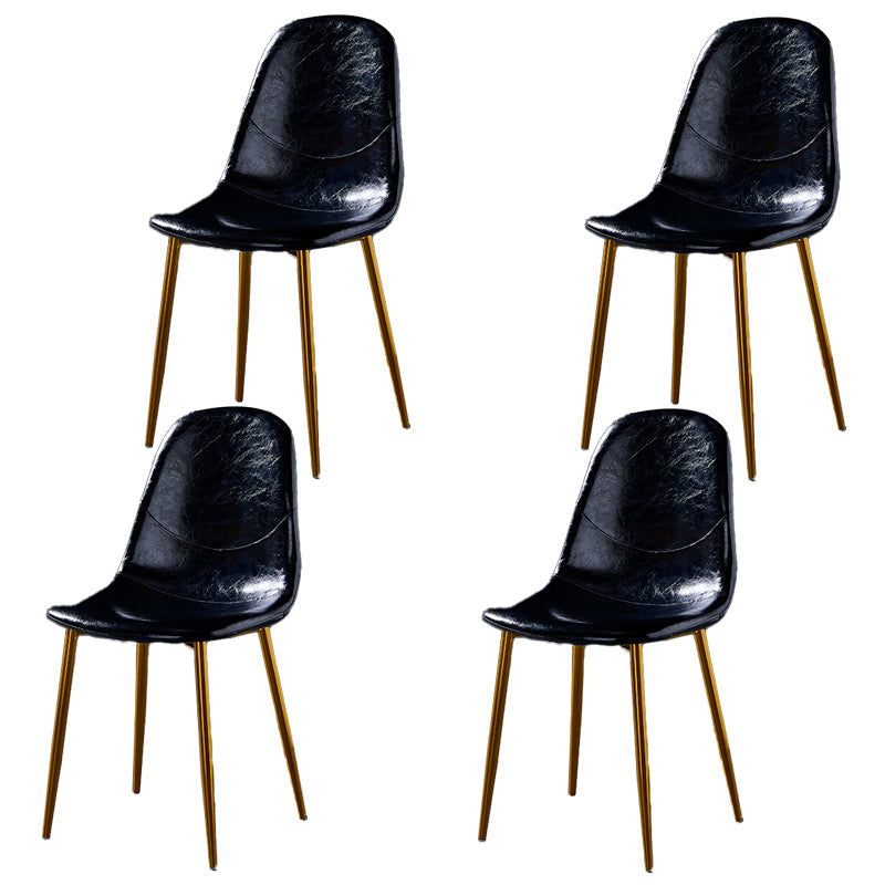 Nordic Style Dining Chairs Armless Side Chairs for Kitchen with Metal Legs Black 4 Piece Set Brass Gold Clearhalo ' kitchen&dining_furn' 'Dining Chairs' 'Dining Tables & Seating' 'dining_chair' 'furn' 'furn_dining_chair' 'Furniture' 'furniture_dining_chair' 'Kitchen & Dining Furniture' 'kitchen' 4317709