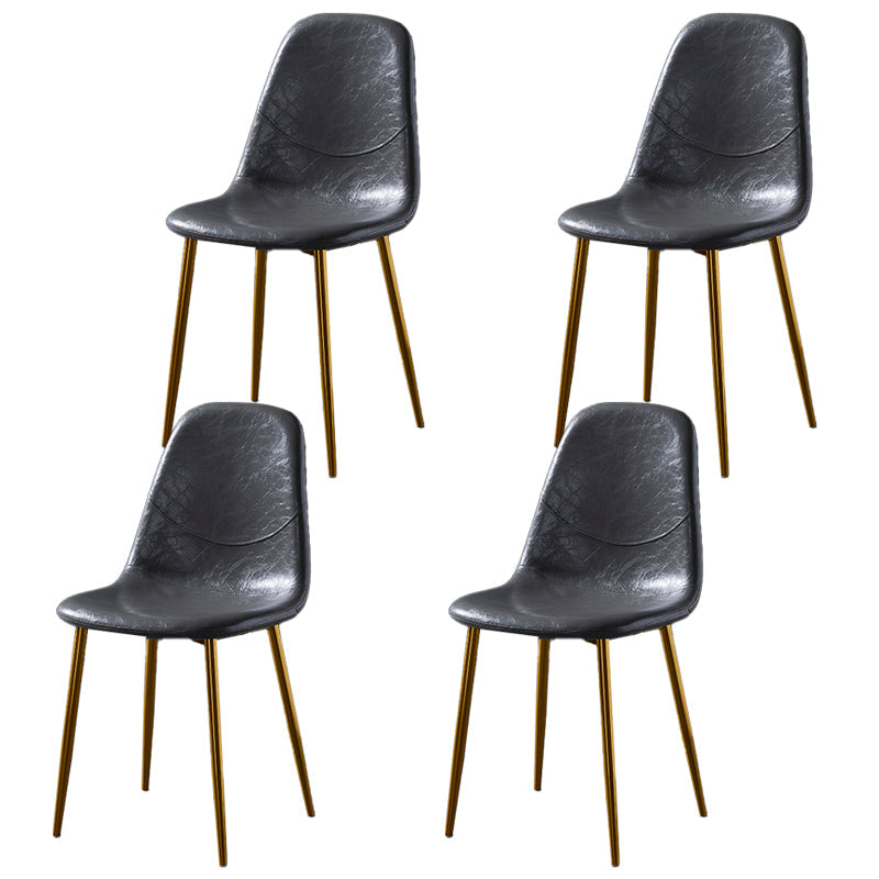 Nordic Style Dining Chairs Armless Side Chairs for Kitchen with Metal Legs Grey 4 Piece Set Brass Gold Clearhalo ' kitchen&dining_furn' 'Dining Chairs' 'Dining Tables & Seating' 'dining_chair' 'furn' 'furn_dining_chair' 'Furniture' 'furniture_dining_chair' 'Kitchen & Dining Furniture' 'kitchen' 4317714
