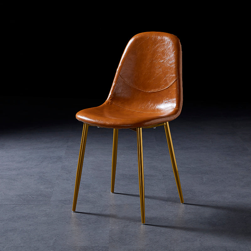 Nordic Style Dining Chairs Armless Side Chairs for Kitchen with Metal Legs Yellow 1 Piece Brass Gold Clearhalo ' kitchen&dining_furn' 'Dining Chairs' 'Dining Tables & Seating' 'dining_chair' 'furn' 'furn_dining_chair' 'Furniture' 'furniture_dining_chair' 'Kitchen & Dining Furniture' 'kitchen' 4317720