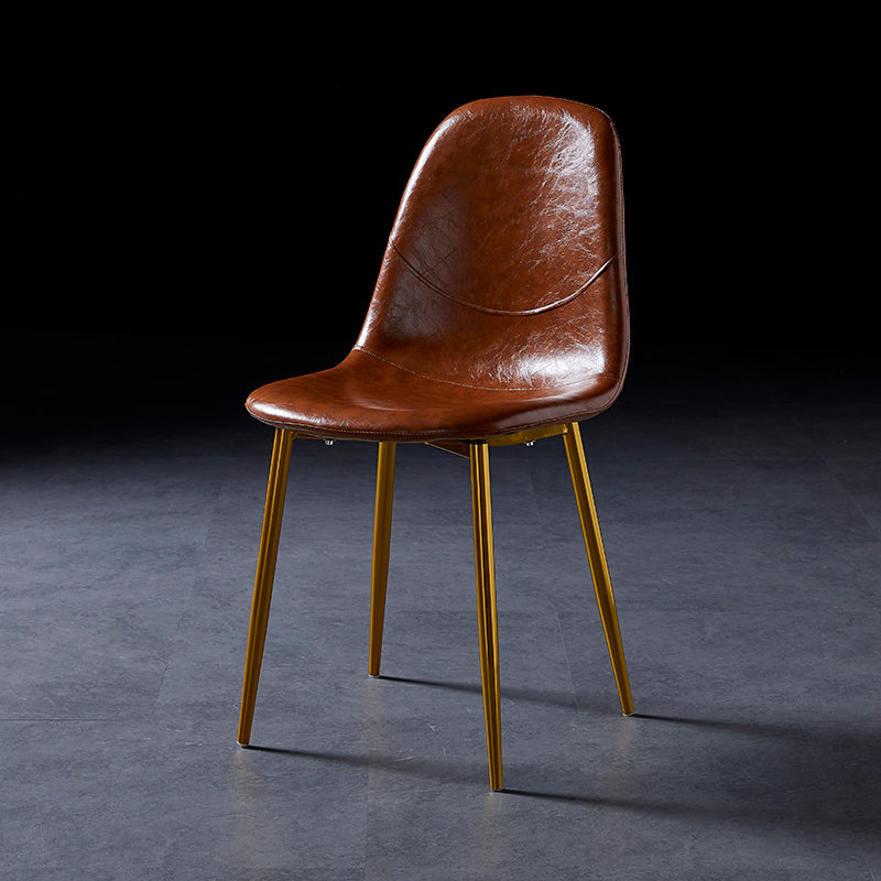 Nordic Style Dining Chairs Armless Side Chairs for Kitchen with Metal Legs Brown 1 Piece Brass Gold Clearhalo ' kitchen&dining_furn' 'Dining Chairs' 'Dining Tables & Seating' 'dining_chair' 'furn' 'furn_dining_chair' 'Furniture' 'furniture_dining_chair' 'Kitchen & Dining Furniture' 'kitchen' 4317723
