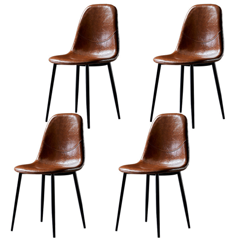 Nordic Style Dining Chairs Armless Side Chairs for Kitchen with Metal Legs Brown 4 Piece Set Black Clearhalo ' kitchen&dining_furn' 'Dining Chairs' 'Dining Tables & Seating' 'dining_chair' 'furn' 'furn_dining_chair' 'Furniture' 'furniture_dining_chair' 'Kitchen & Dining Furniture' 'kitchen' 4317725