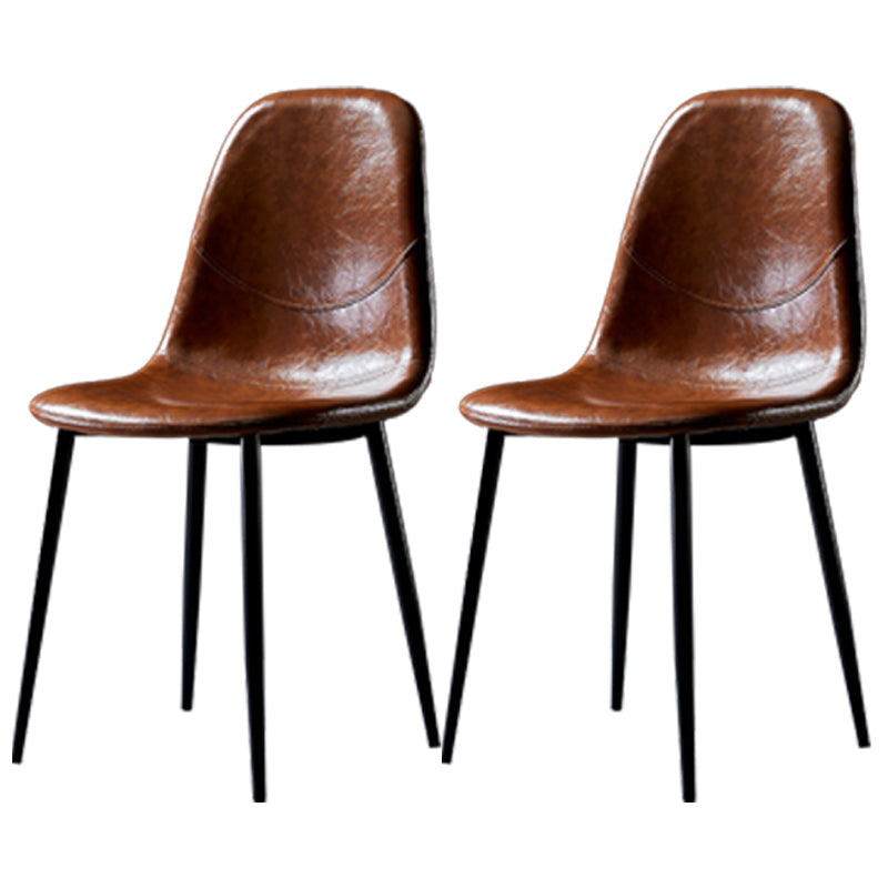 Nordic Style Dining Chairs Armless Side Chairs for Kitchen with Metal Legs Brown 2 Piece Set Black Clearhalo ' kitchen&dining_furn' 'Dining Chairs' 'Dining Tables & Seating' 'dining_chair' 'furn' 'furn_dining_chair' 'Furniture' 'furniture_dining_chair' 'Kitchen & Dining Furniture' 'kitchen' 4317727