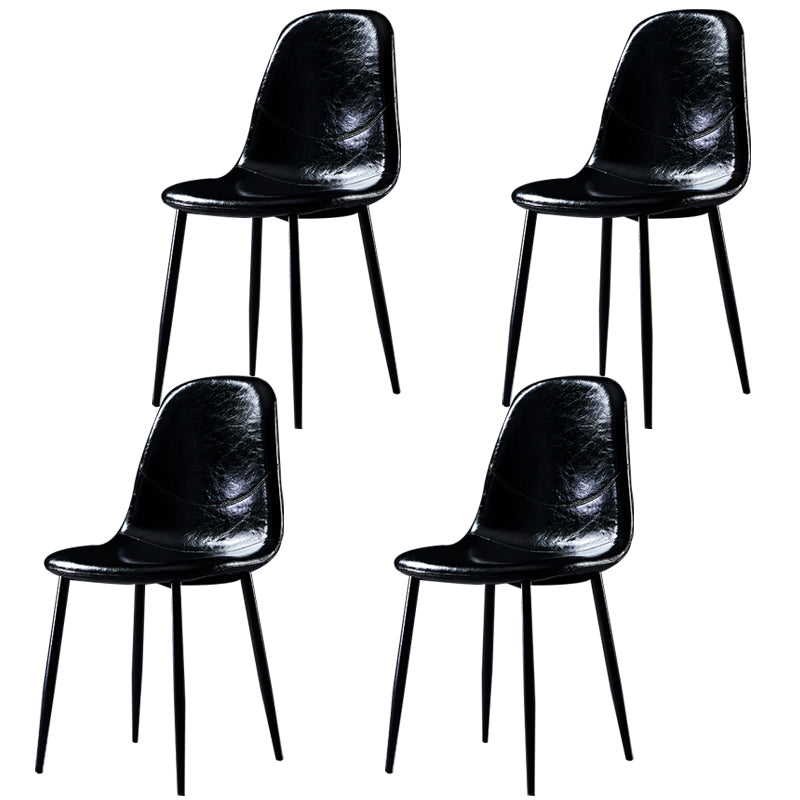 Nordic Style Dining Chairs Armless Side Chairs for Kitchen with Metal Legs Black 4 Piece Set Black Clearhalo ' kitchen&dining_furn' 'Dining Chairs' 'Dining Tables & Seating' 'dining_chair' 'furn' 'furn_dining_chair' 'Furniture' 'furniture_dining_chair' 'Kitchen & Dining Furniture' 'kitchen' 4317728