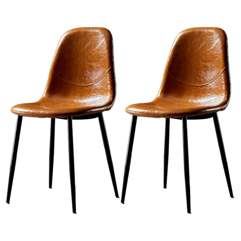 Nordic Style Dining Chairs Armless Side Chairs for Kitchen with Metal Legs Yellow 2 Piece Set Black Clearhalo ' kitchen&dining_furn' 'Dining Chairs' 'Dining Tables & Seating' 'dining_chair' 'furn' 'furn_dining_chair' 'Furniture' 'furniture_dining_chair' 'Kitchen & Dining Furniture' 'kitchen' 4317733