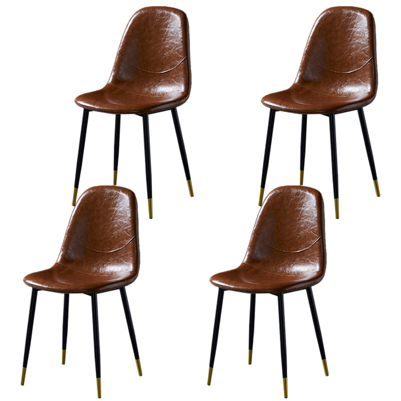 Nordic Style Dining Chairs Armless Side Chairs for Kitchen with Metal Legs Brown 4 Piece Set Black Gold Clearhalo ' kitchen&dining_furn' 'Dining Chairs' 'Dining Tables & Seating' 'dining_chair' 'furn' 'furn_dining_chair' 'Furniture' 'furniture_dining_chair' 'Kitchen & Dining Furniture' 'kitchen' 4317734
