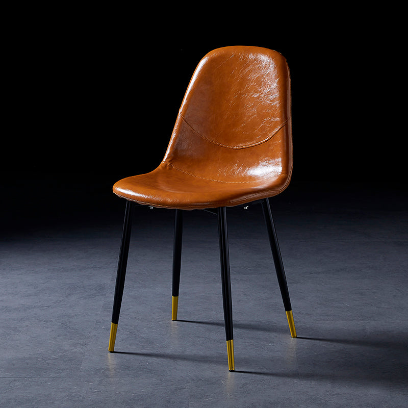 Nordic Style Dining Chairs Armless Side Chairs for Kitchen with Metal Legs Yellow 1 Piece Black Gold Clearhalo ' kitchen&dining_furn' 'Dining Chairs' 'Dining Tables & Seating' 'dining_chair' 'furn' 'furn_dining_chair' 'Furniture' 'furniture_dining_chair' 'Kitchen & Dining Furniture' 'kitchen' 4317738