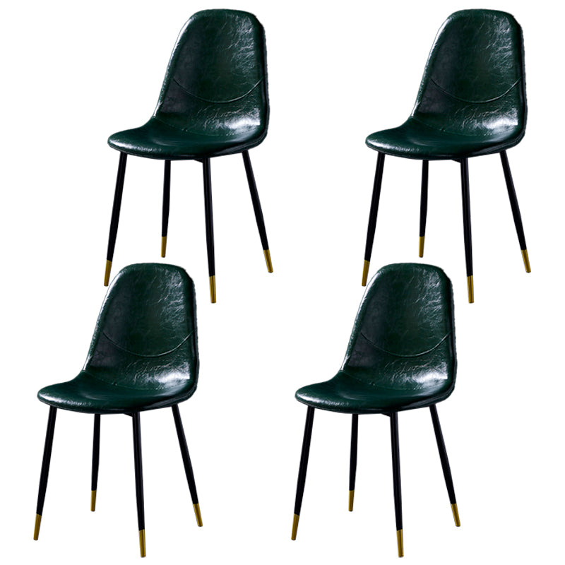 Nordic Style Dining Chairs Armless Side Chairs for Kitchen with Metal Legs Blackish Green 4 Piece Set Black Gold Clearhalo ' kitchen&dining_furn' 'Dining Chairs' 'Dining Tables & Seating' 'dining_chair' 'furn' 'furn_dining_chair' 'Furniture' 'furniture_dining_chair' 'Kitchen & Dining Furniture' 'kitchen' 4317740