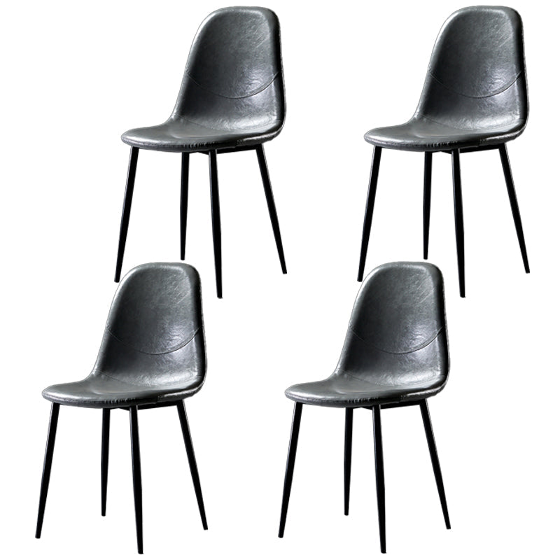 Nordic Style Dining Chairs Armless Side Chairs for Kitchen with Metal Legs Grey 4 Piece Set Black Clearhalo ' kitchen&dining_furn' 'Dining Chairs' 'Dining Tables & Seating' 'dining_chair' 'furn' 'furn_dining_chair' 'Furniture' 'furniture_dining_chair' 'Kitchen & Dining Furniture' 'kitchen' 4317743