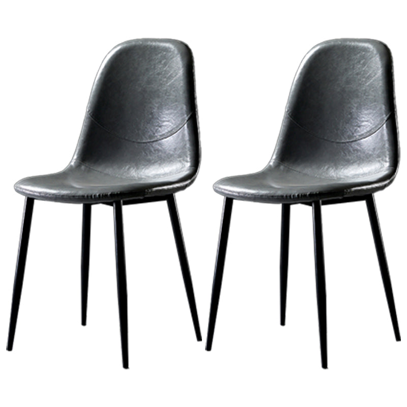 Nordic Style Dining Chairs Armless Side Chairs for Kitchen with Metal Legs Grey 2 Piece Set Black Clearhalo ' kitchen&dining_furn' 'Dining Chairs' 'Dining Tables & Seating' 'dining_chair' 'furn' 'furn_dining_chair' 'Furniture' 'furniture_dining_chair' 'Kitchen & Dining Furniture' 'kitchen' 4317745